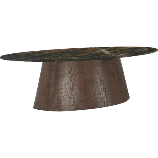 Caldera 90" Oval Dining Table by World Interiors in black and dark oak. Made from lava marble, oak in a unique style.