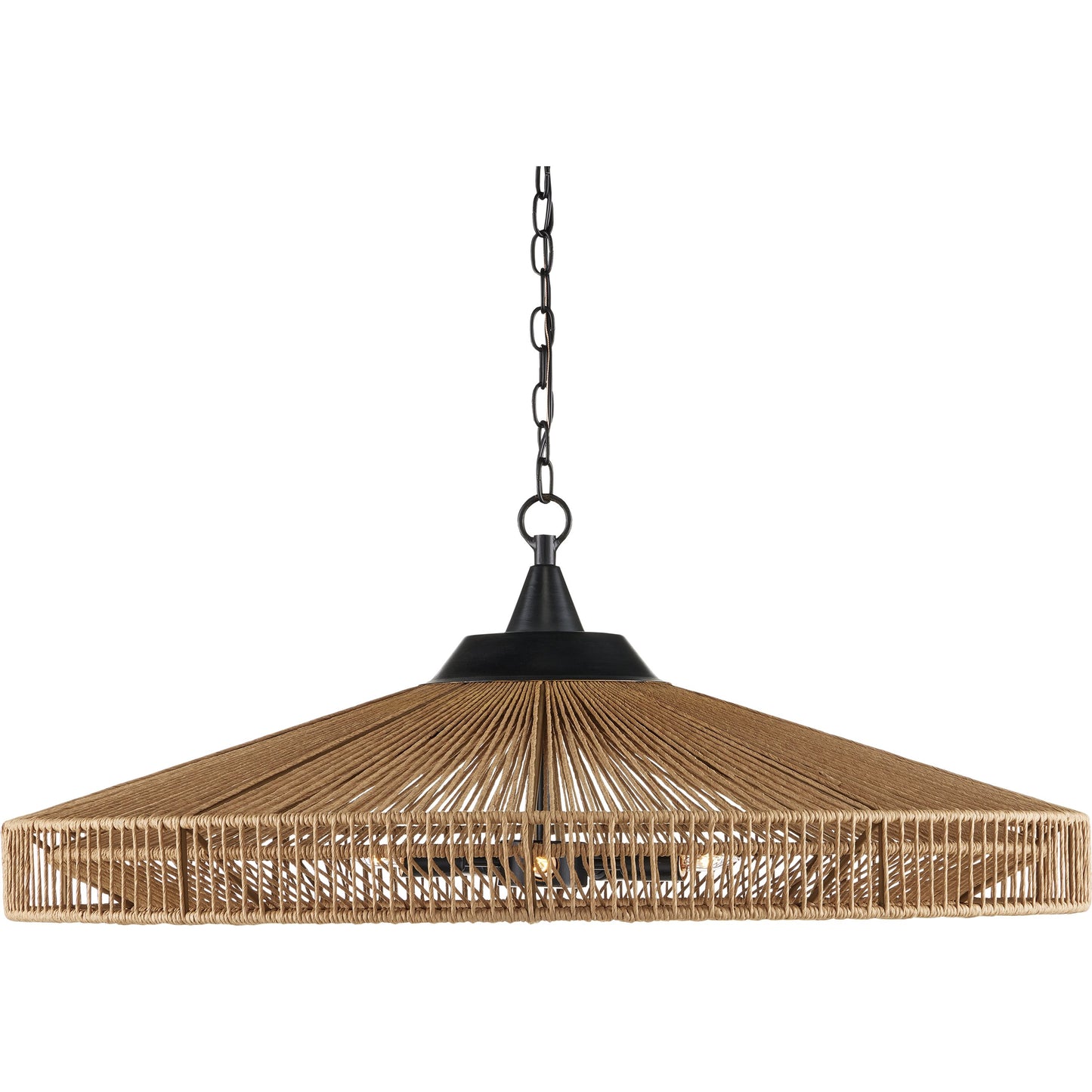 002 SI-1924010 | Additional Silo | Maldives Chandelier by Currey and Company in natural, satin black. Made from wrought iron, kraft paper twine in a coastal style.
