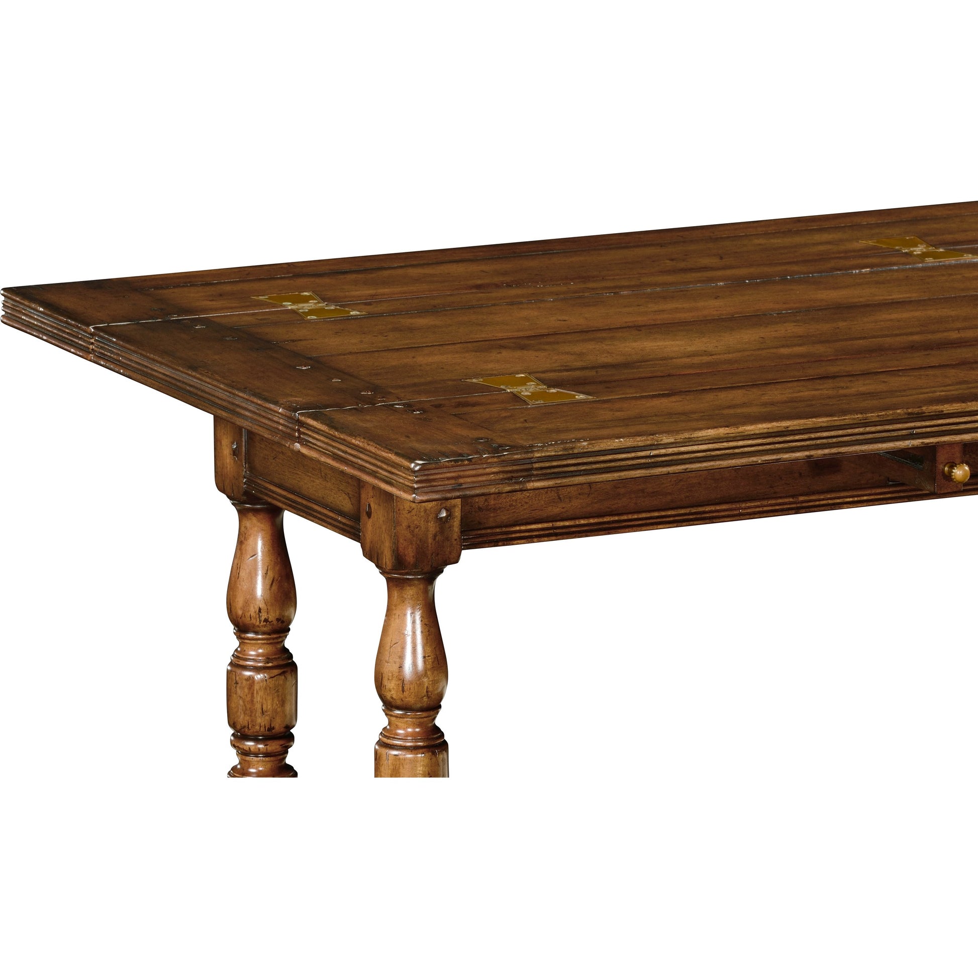 Casual Accents Small Walnut Hunt Table by Jonathan Charles in brown and medium walnut country distressed. Made from acacia in a traditional style.