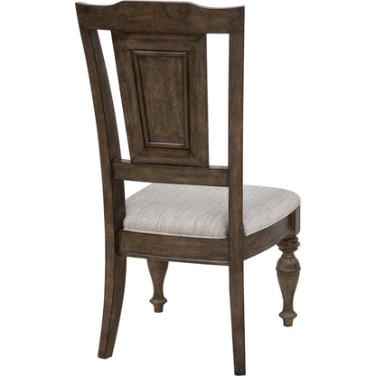 Woodbury Wooden Side Chair by Pulaski Furniture in cowboy boots brown. Made from rubberwood in a traditional style.