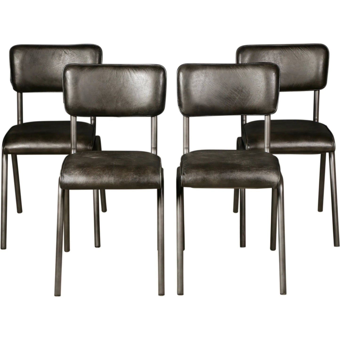 003 SI-2445314 | Additional Silo | William Dining Chair by World Interiors in black, silver. Made from leather, iron in a traditional style.
