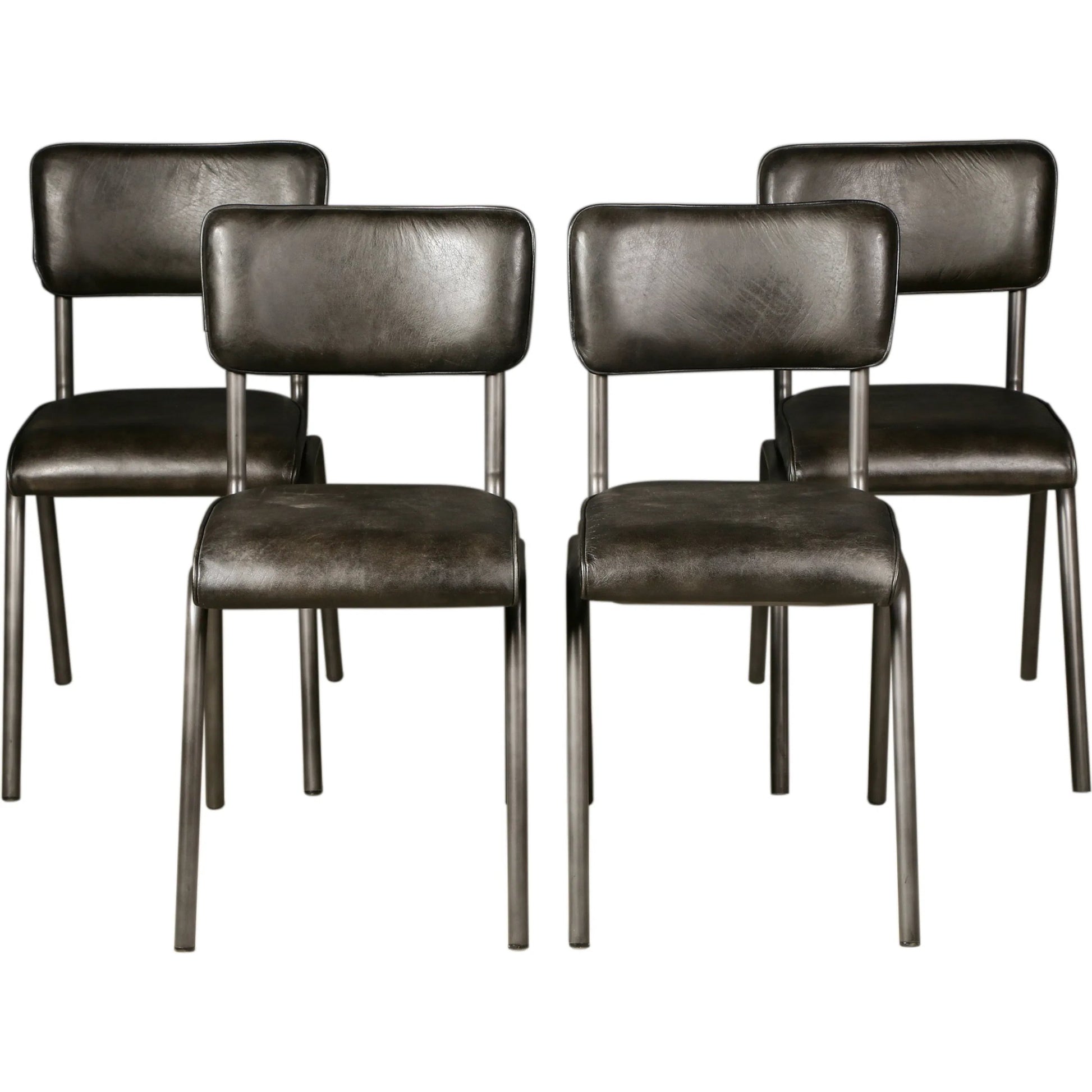 William Dining Chair by World Interiors in black, silver. Made from leather, iron in a unique style.