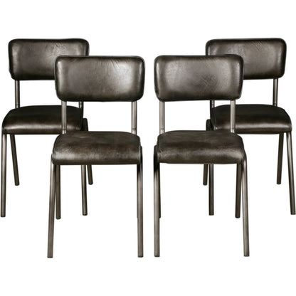 William Dining Chair by World Interiors in black, silver. Made from leather, iron in a unique style.