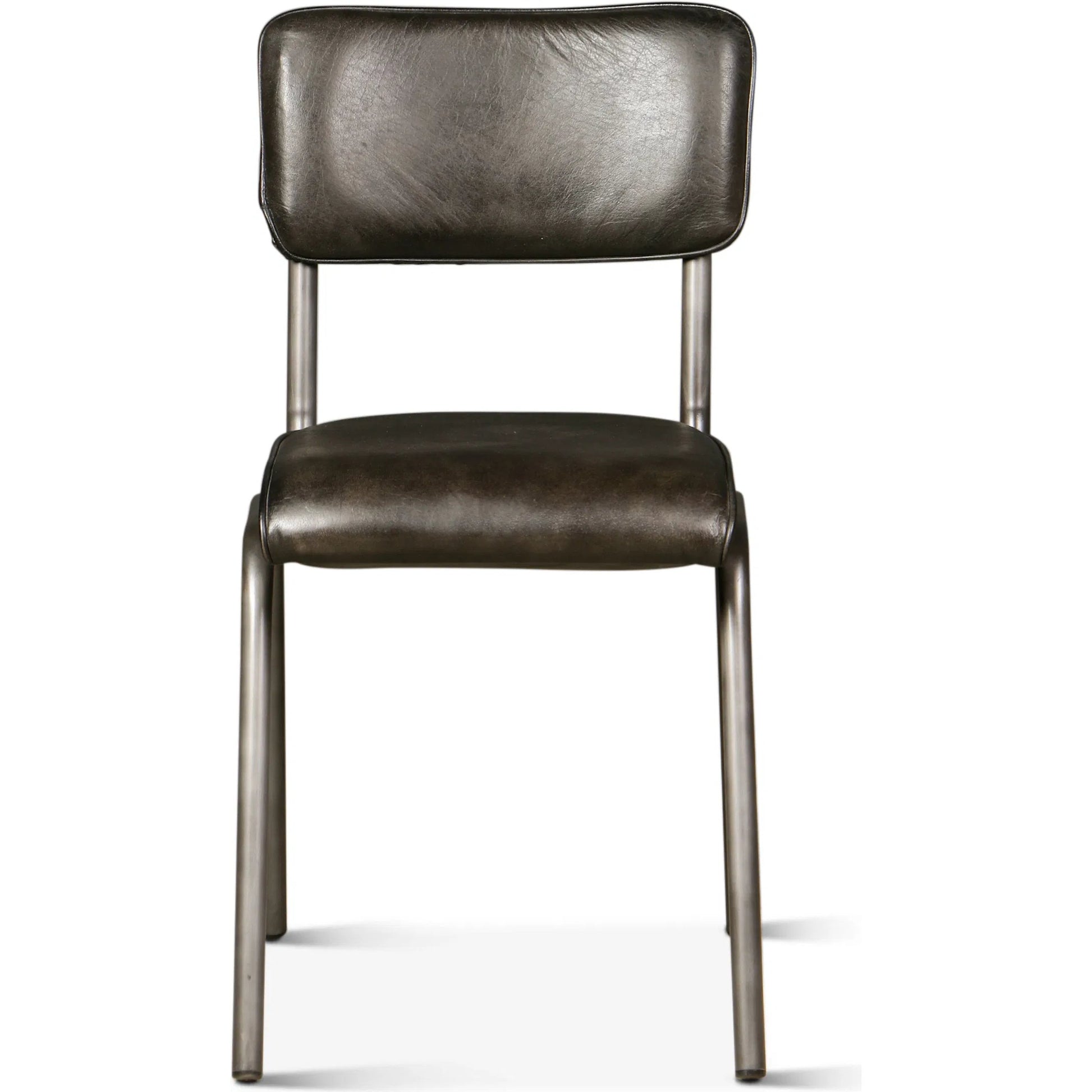 William Dining Chair by World Interiors in black, silver. Made from leather, iron in a unique style.