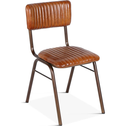 Hudson Dining Chair (Set of 2) by World Interiors in brown and powder coated. Made from iron, goat leather in a unique style.