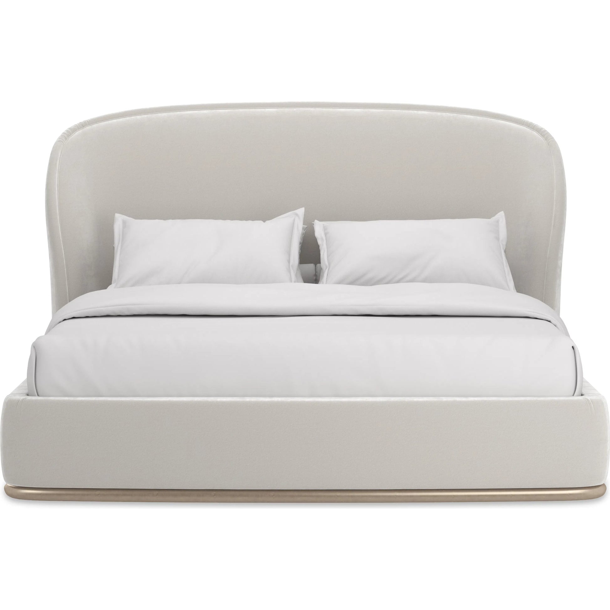 Opal Bed by Caracole in soft silver paint. Made from asian hardwood in a transitional style.