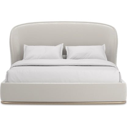 Opal Bed by Caracole in soft silver paint. Made from asian hardwood in a transitional style.