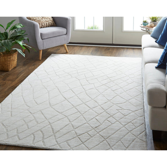 Redford Transitional Solid Rug - 8846F by Feizy in ivory, gray. Made from 70% viscose, 30% wool in a unique style.