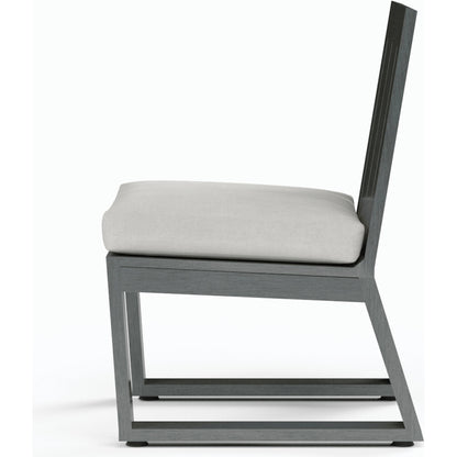 Redondo Outdoor Dining Chair by Sunset West in grays. Made from aluminum in a modern style.