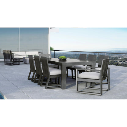 Redondo Outdoor Armless Dining Chair by Sunset West in grays. Made from aluminum in a modern style.