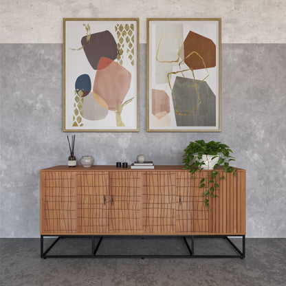 Speculate Wall Decor by Moe's Home Collection in multicolor. Made from ink print on paper, polystyrene frame with oak finish, glass, mdf backing in a transitional style.