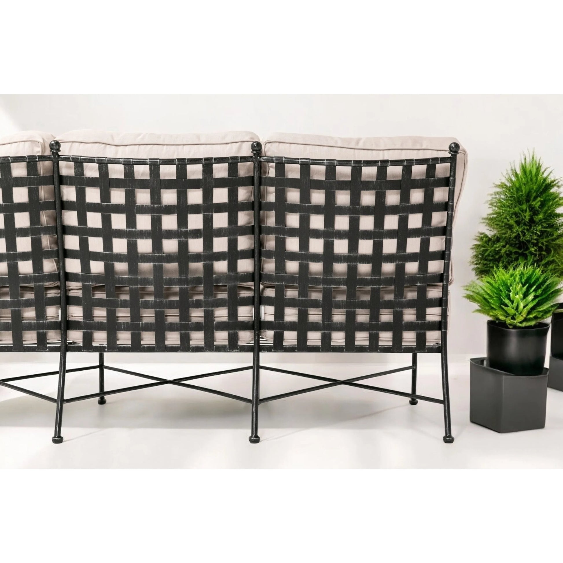 Provence Outdoor Sofa by Sunset West. Made from wrought iron in a modern style.