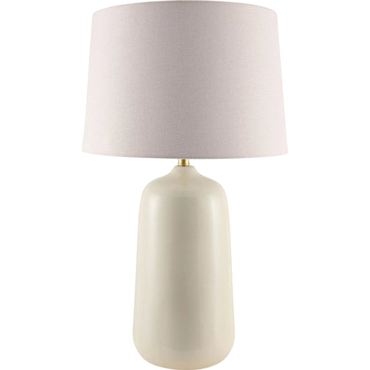 Foxton Accent Table Lamp by Surya in beige, cream, metallic gold. Made from ceramic, linen, polyester, iron in a unique style.