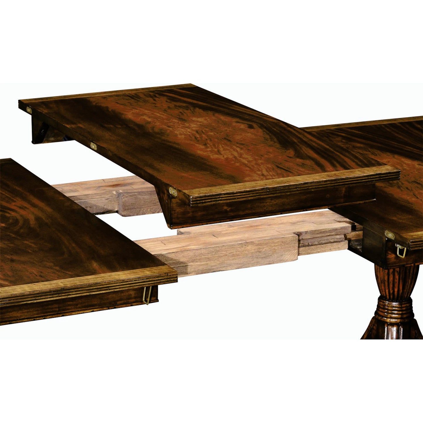 008 SR-846114 | Closeup | Windsor Regency Two-Leaf Mahogany Dining Table by Jonathan Charles in brown and medium antique mahogany. Made from acacia in a traditional style.
