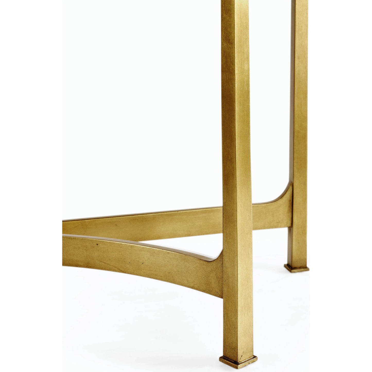 018 SR-847060 | Closeup | Luxe Large Half Moon Console Table by Jonathan Charles in gold and gilded iron. Made from iron in a transitional style.