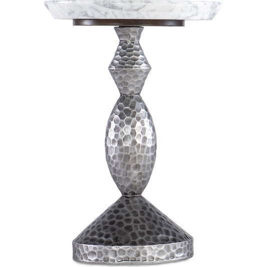 Melange Gerrin Side Table by Hooker Furniture in silver. Made from carrara marble veneer with resin in a modern style.