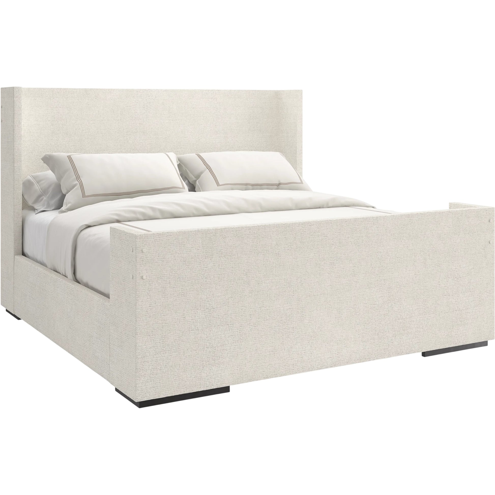 Shelter Me King Bed by Caracole in ivory and almost black. Made from poplar in a unique style.