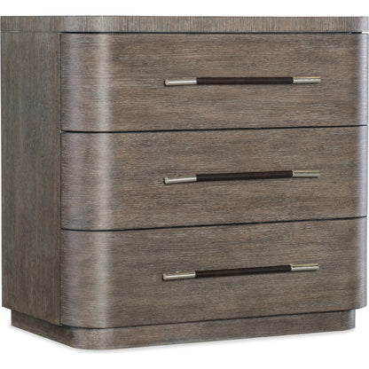 Modern Mood Three Drawer Nightstand by Hooker Furniture. Made from oak veneers in a modern style.