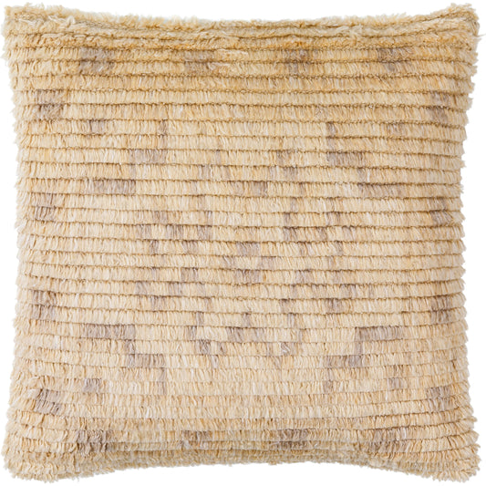 Freyja Pillow - 481453 by Surya in light beige, wheat. Made from front: 80% wool, 20% cotton, back: 100% cotton in a modern style.