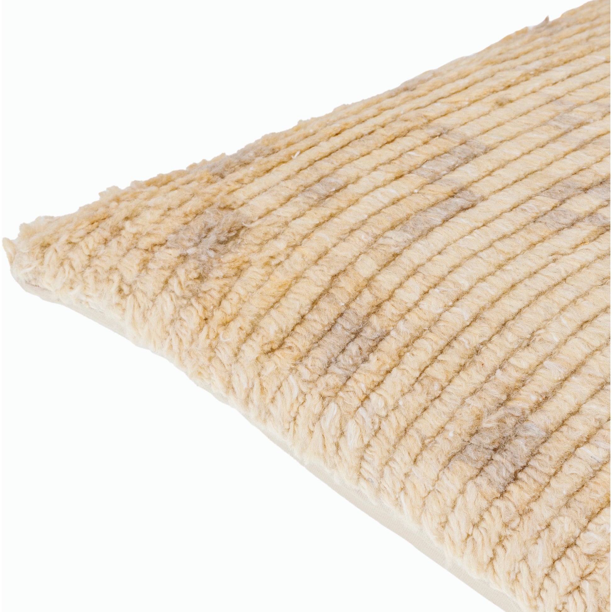 Freyja Pillow - 481453 by Surya in light beige, wheat. Made from front: 80% wool, 20% cotton, back: 100% cotton in a modern style.