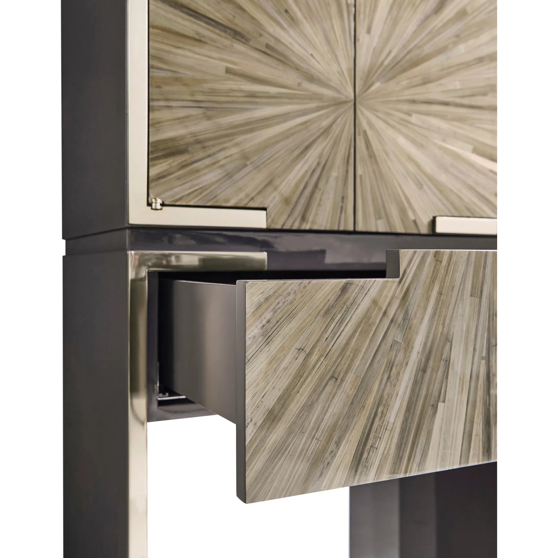 Terra Bar Cabinet by Jonathan Charles in natural straw. Made from main straw in a unique style.