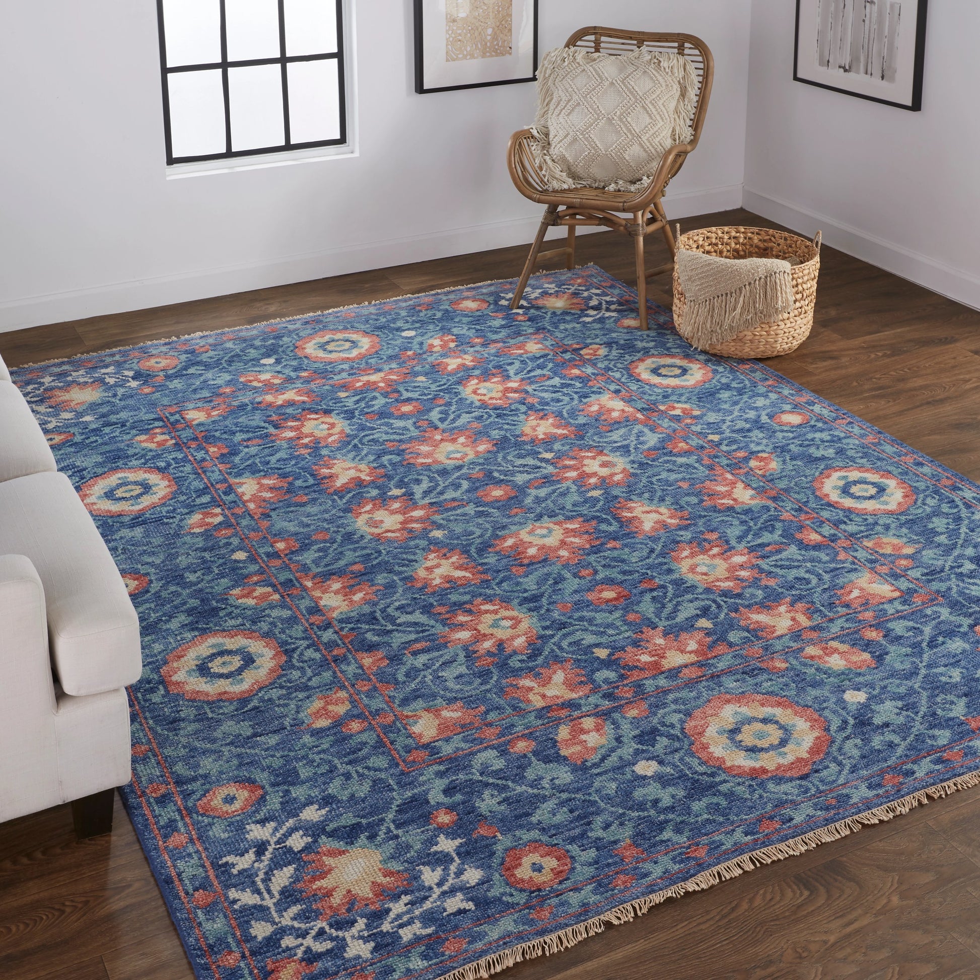 Beall Traditional & Botanical Rug - 6713F by Feizy in blue, red. Made from wool in a unique style.