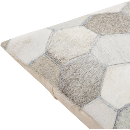 Fayet Pillow - 18902 by Surya in taupe, ivory, light brown, cream. Made from front: 100% leather, back: 100% cotton in a modern style.