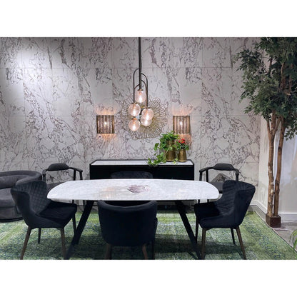 Mila Dining Chair by LH Imports in black velvet. Made from fabric in a modern style.
