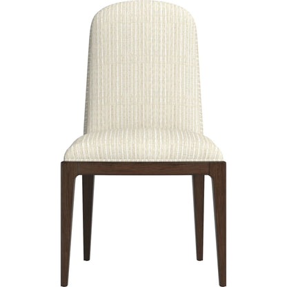 Verge Upholstered Side Chair (Set of 2) by A.R.T. Furniture in beige and handcrated walnut. Made from parawood solids in a traditional style.