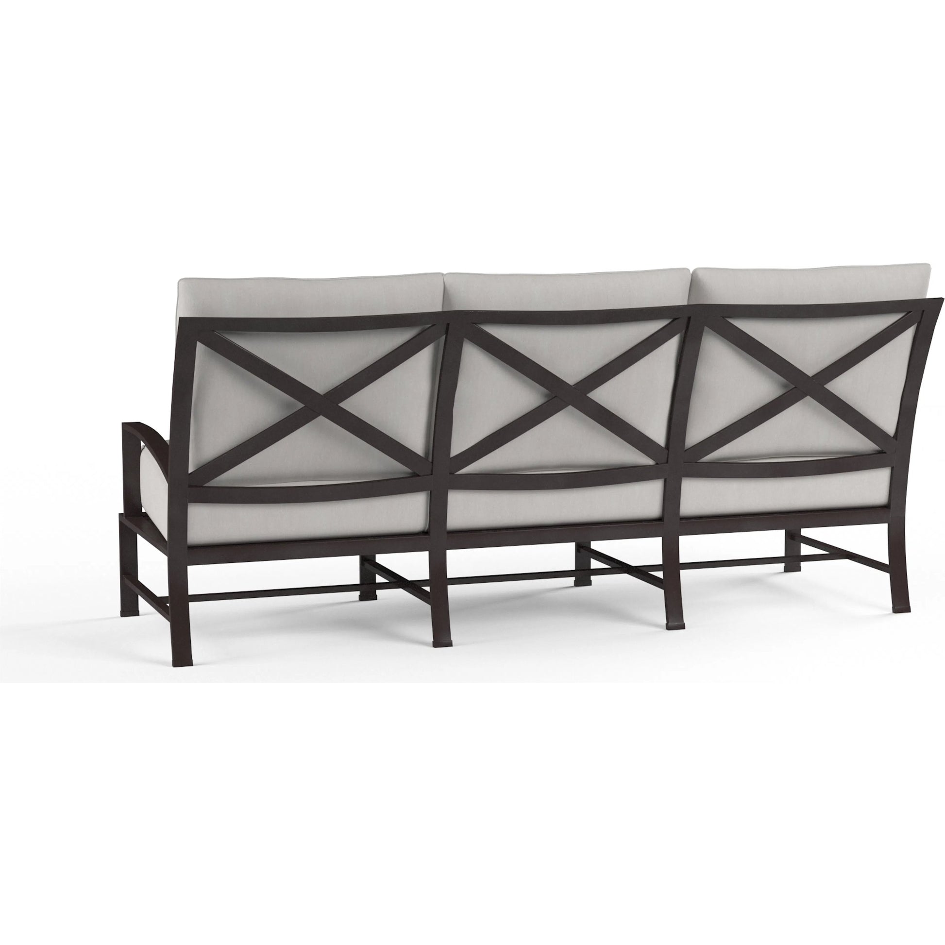 La Outdoor Jolla Sofa by Sunset West in espresso. Made from aluminum in a modern style.