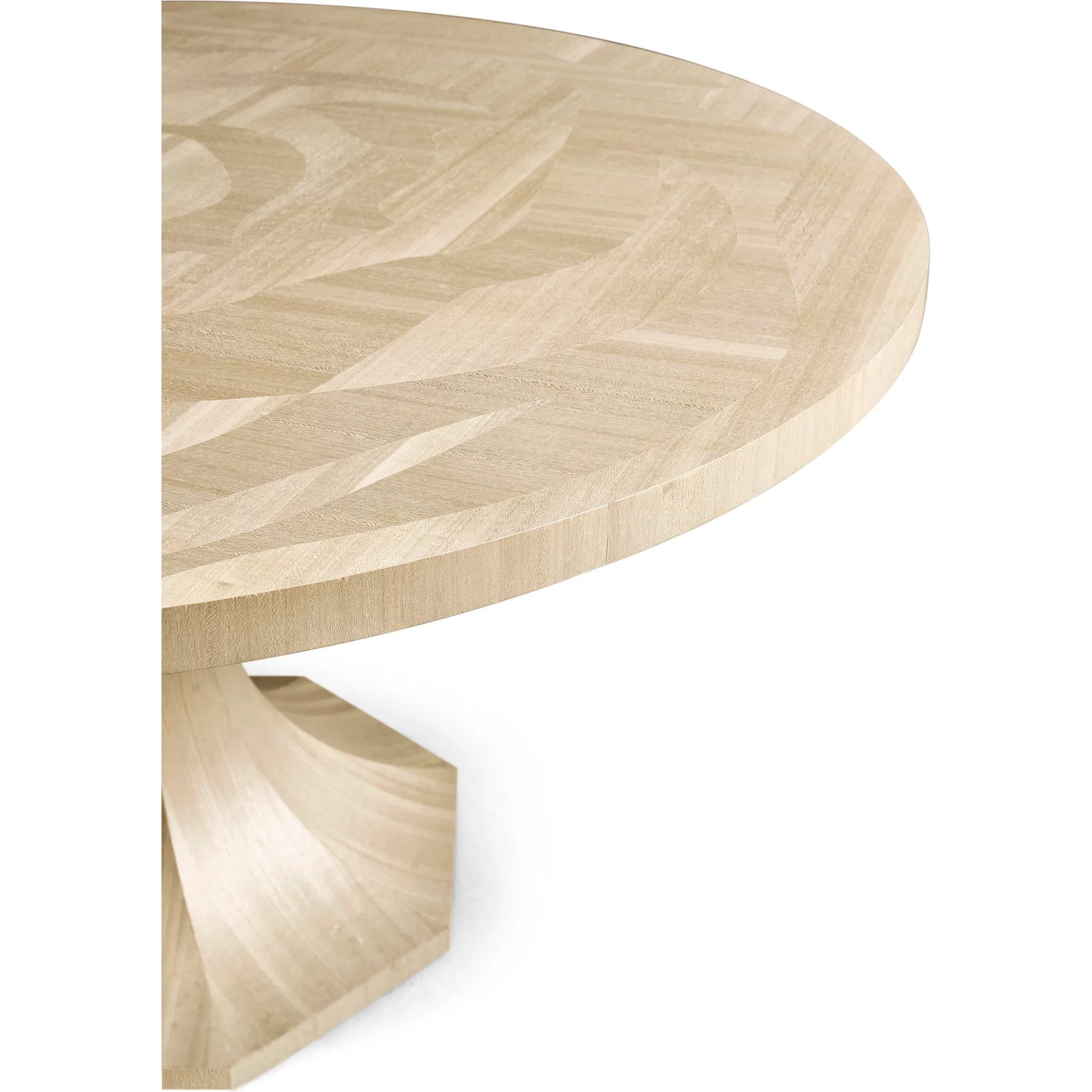 Tidepool Round Dining Table by Jonathan Charles in beige and natural dyed koto. Made from koto veneer in a modern style.