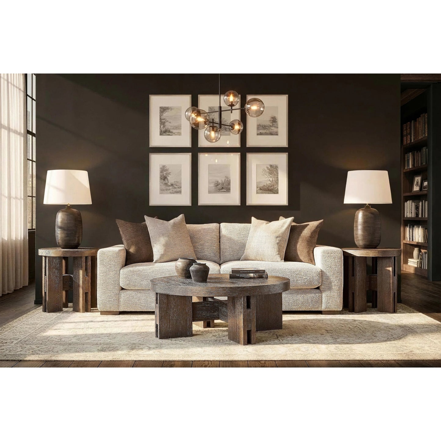 007 SI-2513517 | Lifestyle | Outline Round Cocktail Table by Bernhardt in cassel. Made from wood in a transitional style.