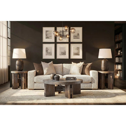 Outline Round Cocktail Table by Bernhardt in cassel. Made from wood in a transitional style.