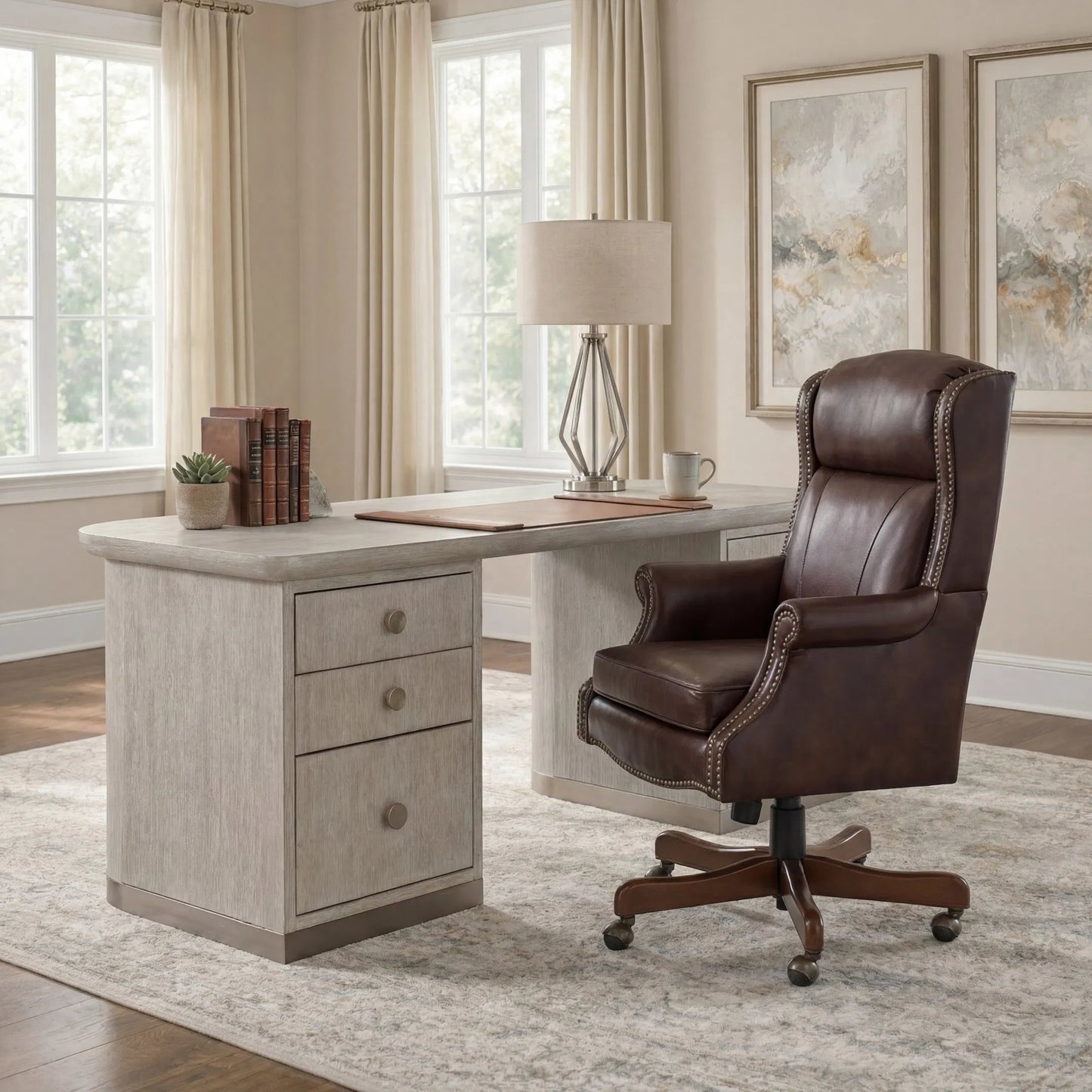 001 SI-1749266 | Lifestyle | Merlin Executive Chair by Hooker Furniture in empire byzantine. Made from leather in a traditional style.