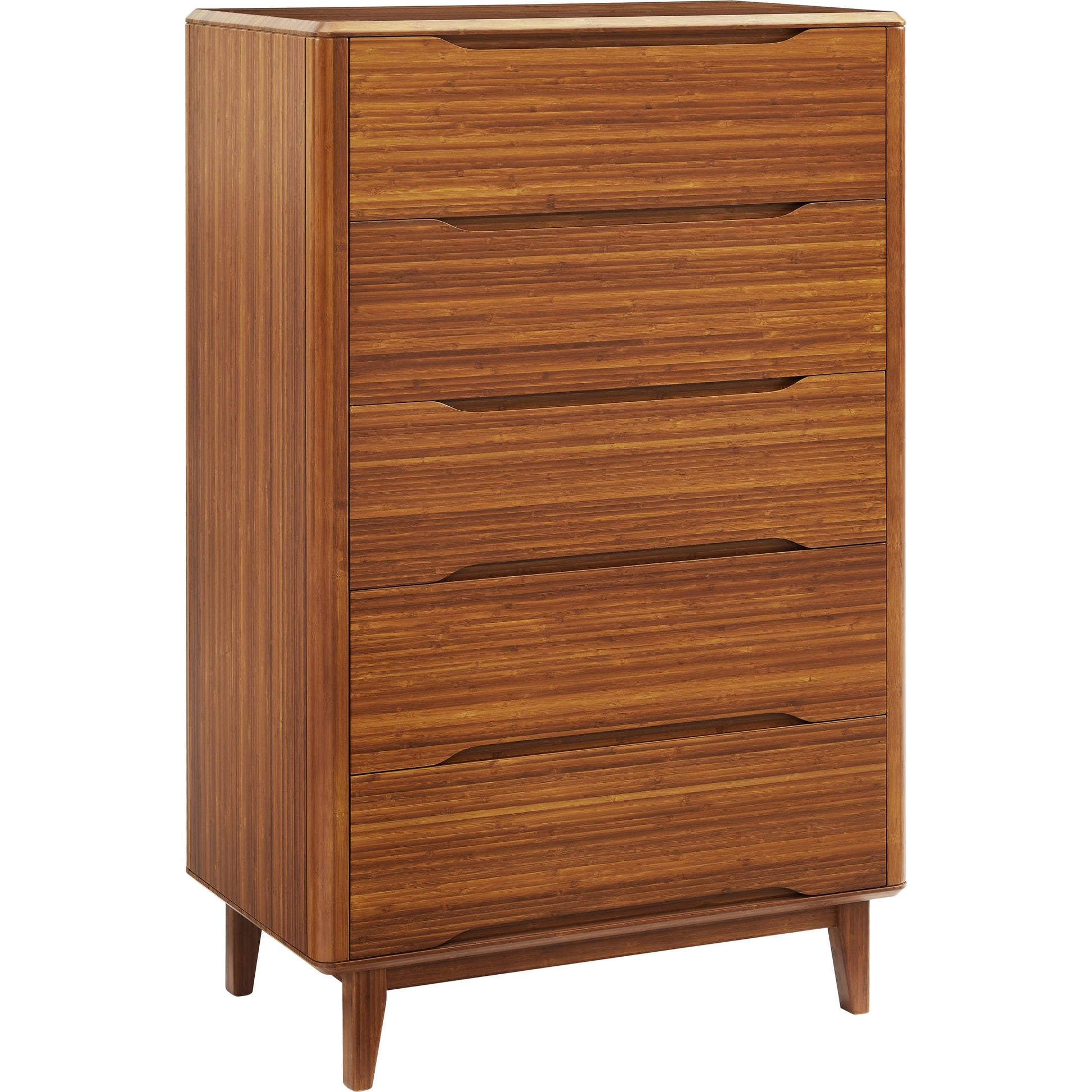 Currant Five Drawer High Chest by Greenington in amber. Made from solid moso bamboo in a modern style.