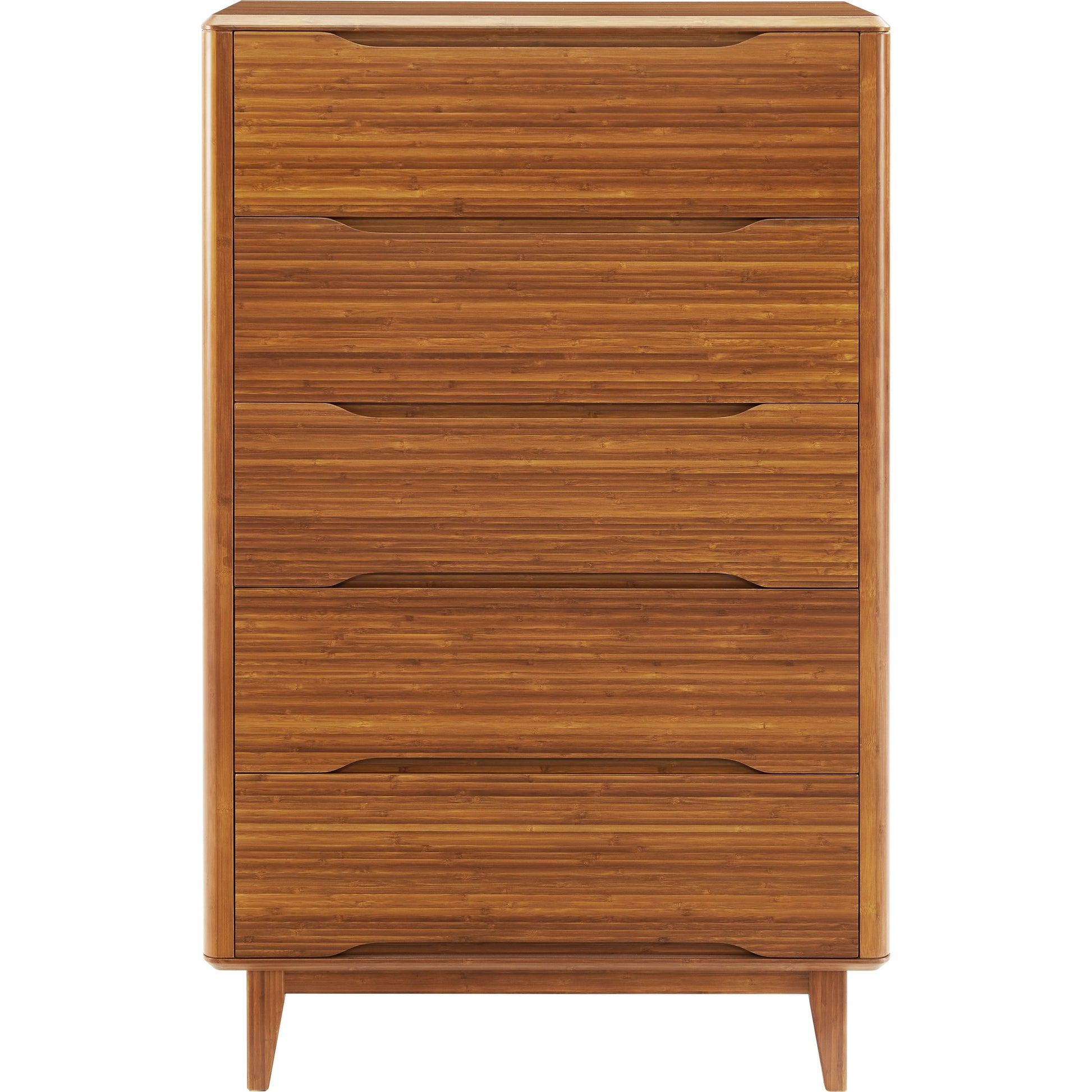 Currant Five Drawer High Chest by Greenington in amber. Made from solid moso bamboo in a modern style.
