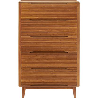 Currant Five Drawer High Chest by Greenington in amber. Made from solid moso bamboo in a modern style.
