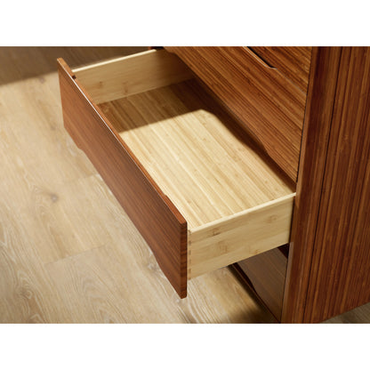 Currant Five Drawer High Chest by Greenington in amber. Made from solid moso bamboo in a modern style.