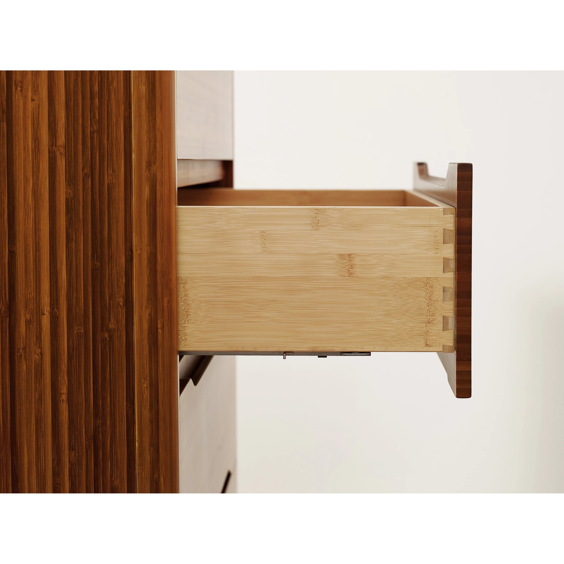 Currant Five Drawer High Chest by Greenington in amber. Made from solid moso bamboo in a modern style.