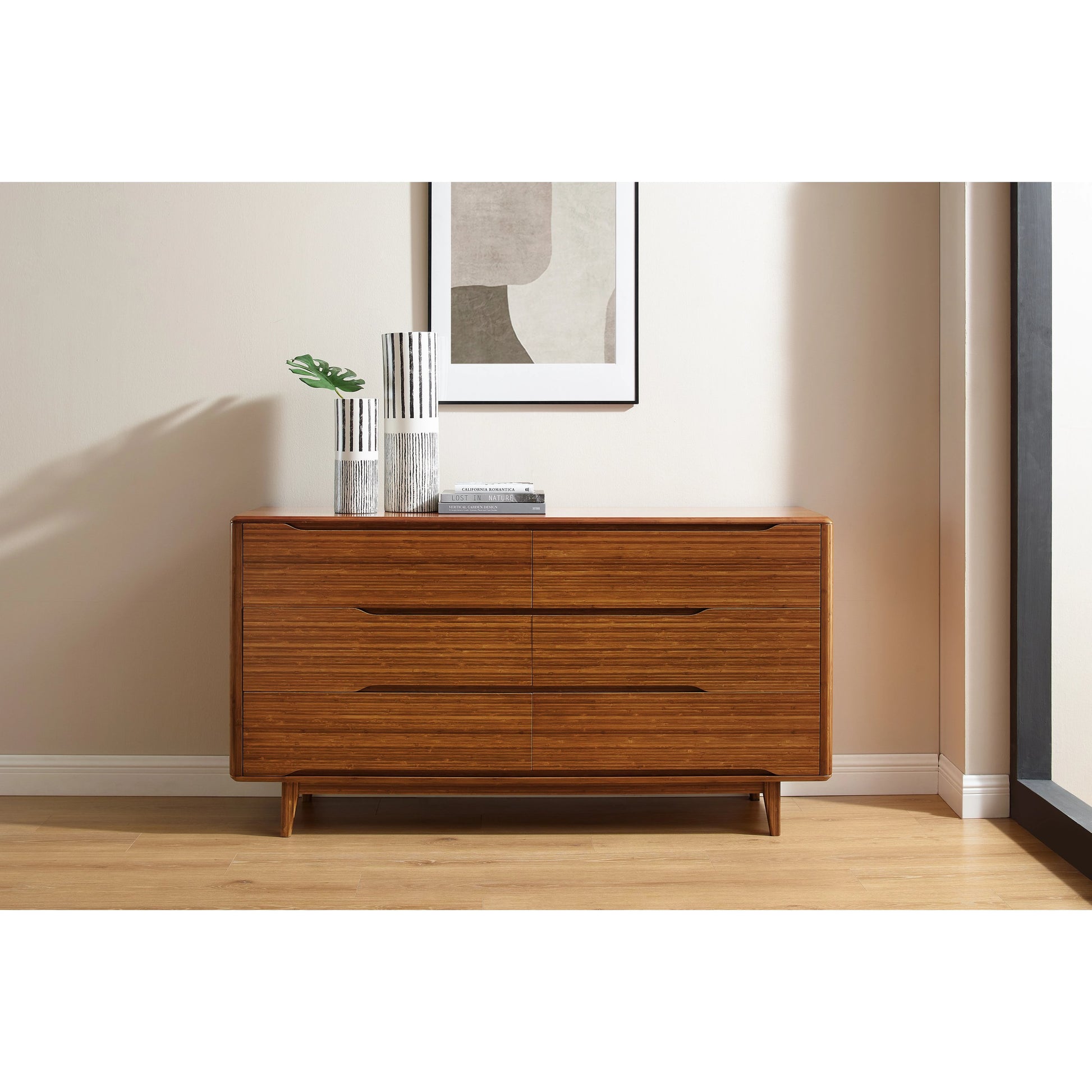 Currant Six Drawer Double Dresser by Greenington in amber. Made from solid moso bamboo in a modern style.