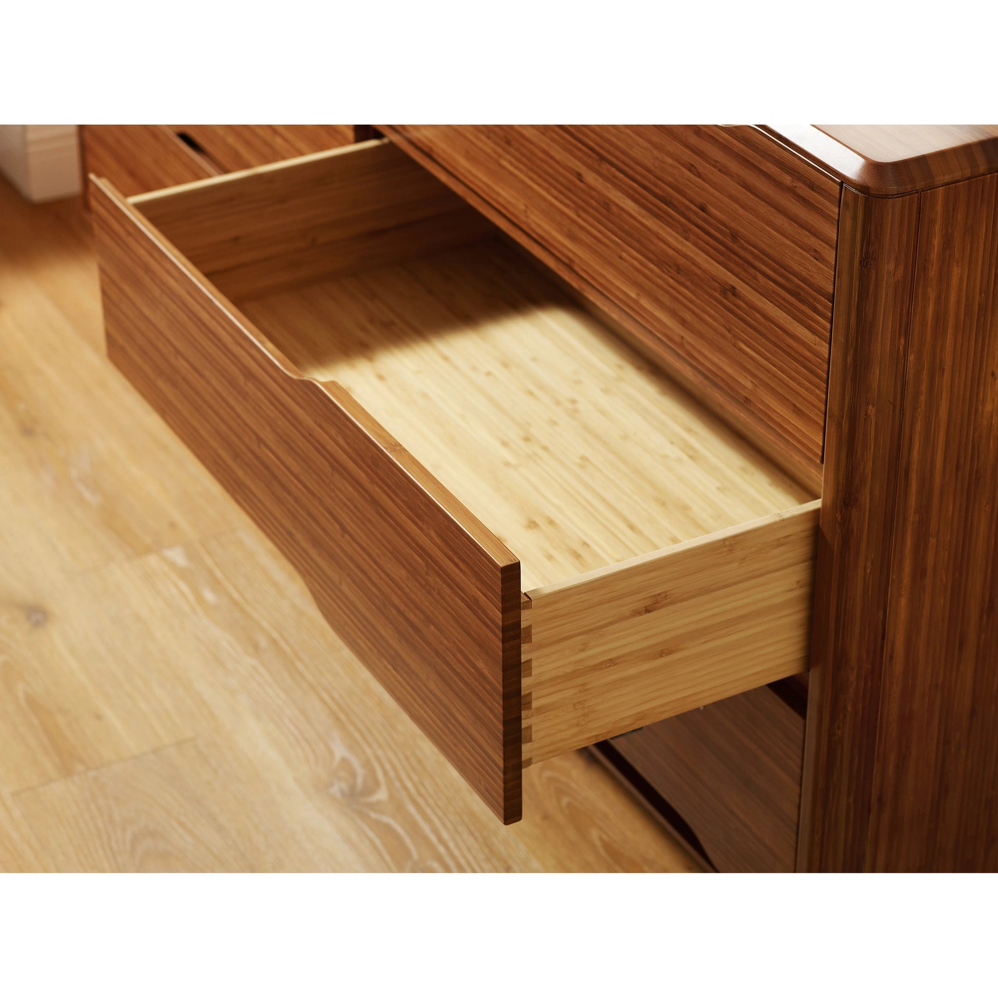 Currant Six Drawer Double Dresser by Greenington in amber. Made from solid moso bamboo in a modern style.