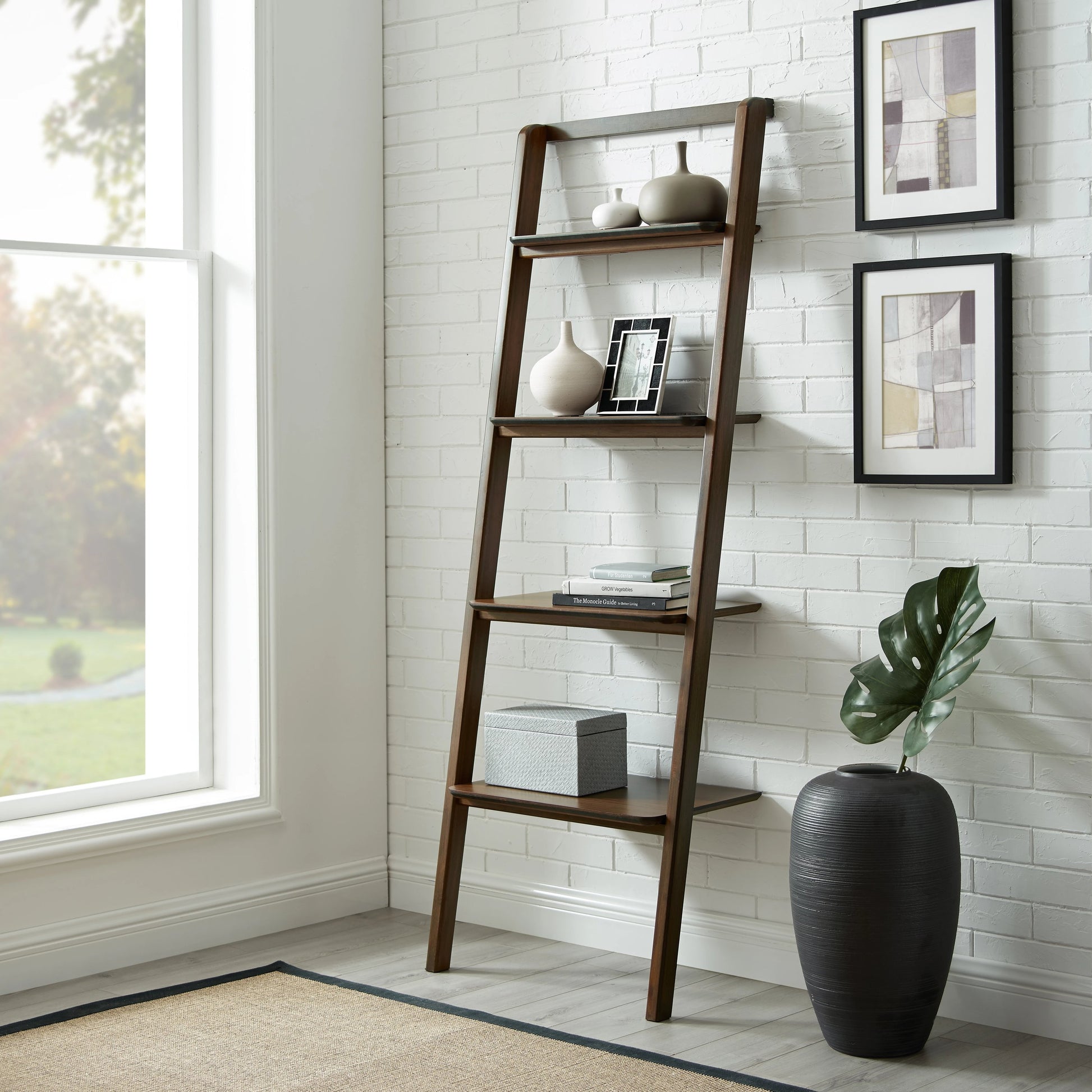 Currant Leaning Bookshelf by Greenington. Made from 100% bamboo in a transitional style.