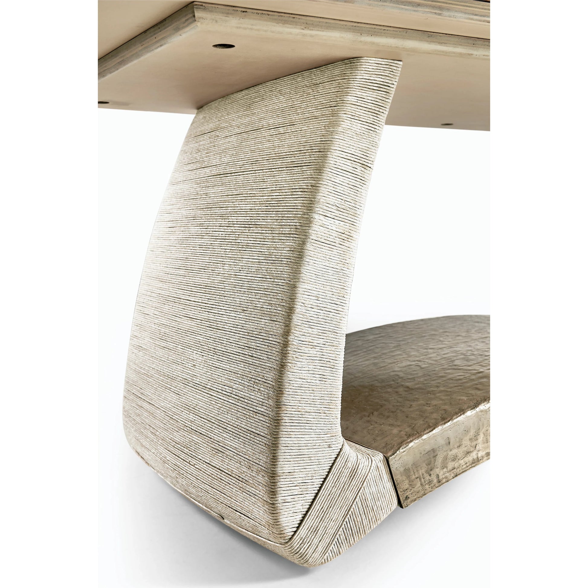 Water Swell Danish Cord Dining Table by Jonathan Charles in bleached oak. Made from oak, danish cord, metal in a transitional style.