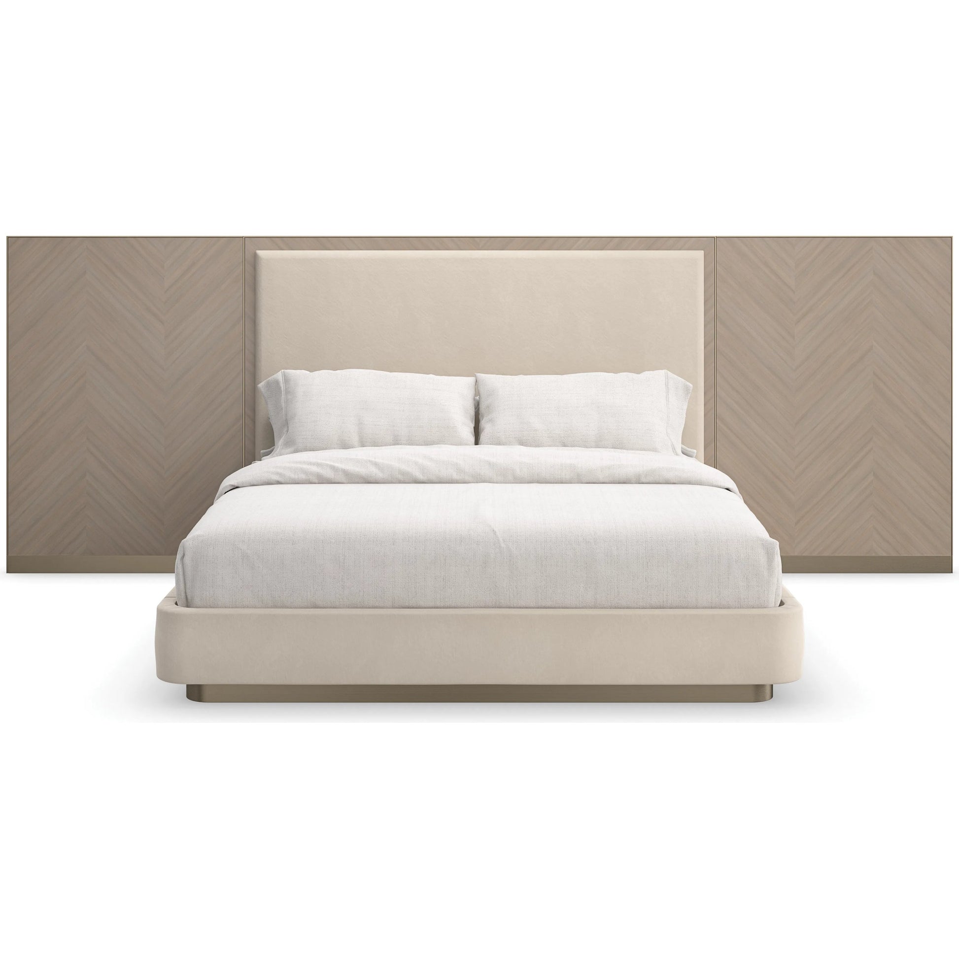 Anthology Bed with Wings by Caracole in gold and dry martini, brushed gold paint, brushed gold. Made from beech, koto in a transitional style.