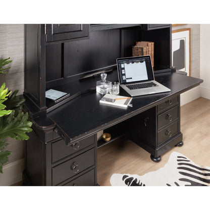 Bristowe Computer Credenza by Hooker Furniture in tuxedo black. Made from pecan veneers in a unique style.