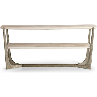 Tidepool Console Table by Jonathan Charles in natural dyed koto. Made from main koto veneer in a unique style.