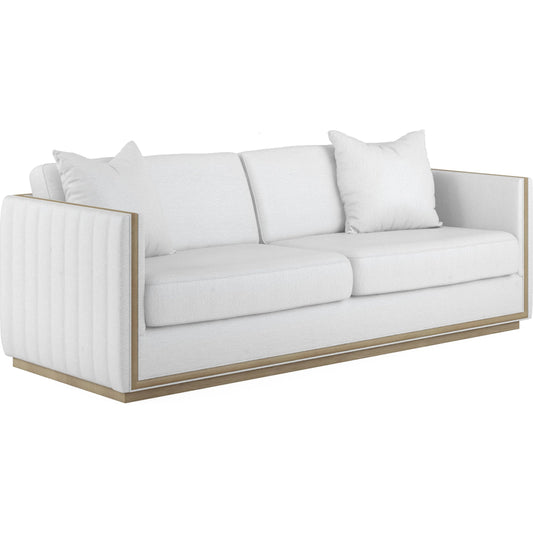 Cassat Channeled Sofa by A.R.T. Furniture in white and okla snow, washed oak. Made from parawood solids with ash embossing, foam, fabric in a unique style.