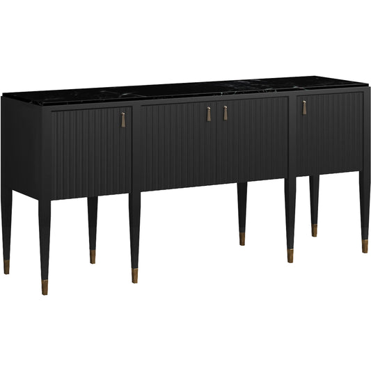 Eave Sideboard by A.R.T. Furniture in ink (ebony black). Made from poplar, parawood solids, black marquine marble in a unique style.