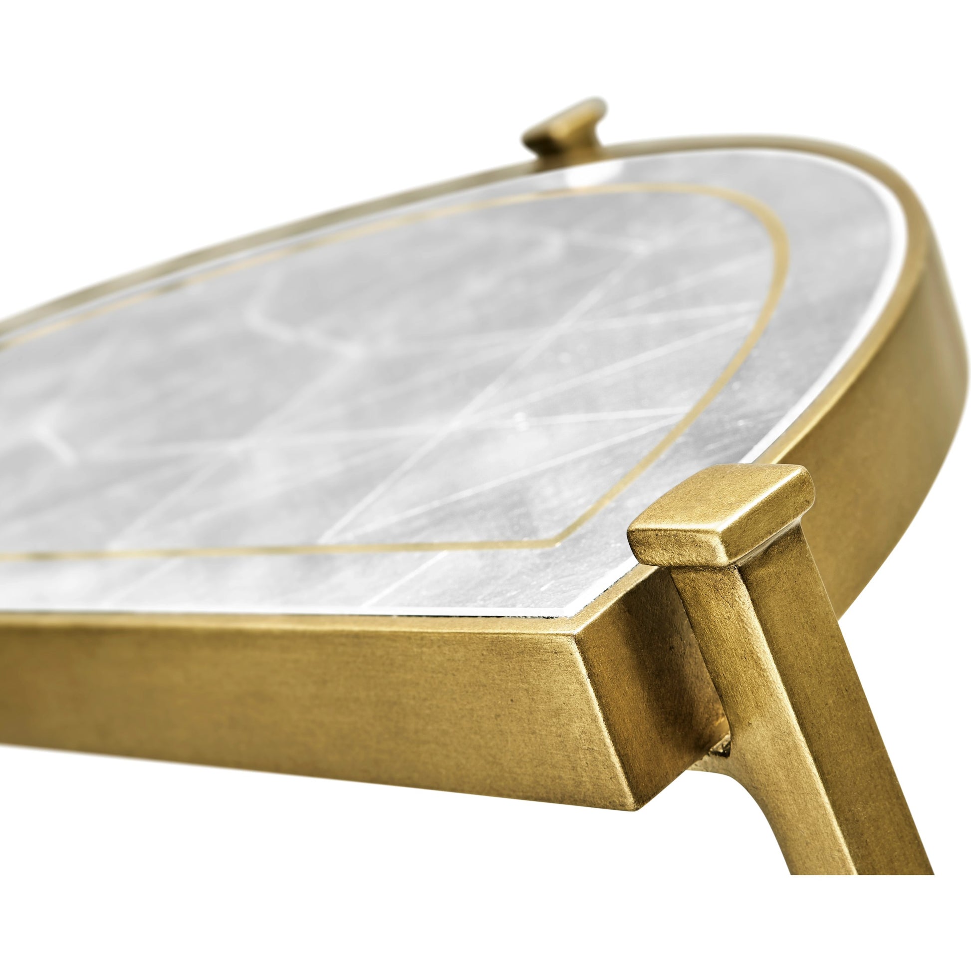 Luxe Large Half Moon Console Table by Jonathan Charles in gold and gilded iron. Made from iron in a transitional style.