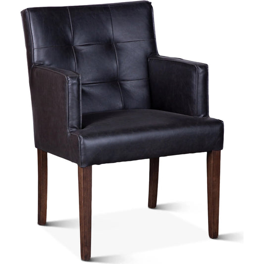 Aven Armchair by World Interiors in black and dark. Made from birch wood vegan leather in a unique style.